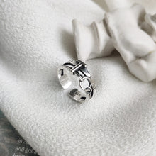 925 Sterling Silver Retro Letter T Knot  Adjustable Ring