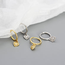 925 Sterling Silver Sweet Geometry Three Layers Hearts Hoop Earrings