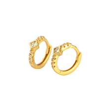 925 Sterling Silver Geometry CZ Square Oval Huggie Hoop Earrings