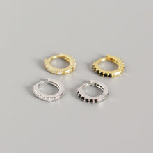 925 Sterling Silver Office Micro Setting CZ Lines Hoop Earrings
