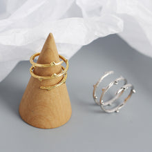 925 Sterling Silver Fashion Triple Layers Branch Adjustable Ring