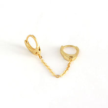 925 Sterling Silver Hoop (Single) Fashion Double Holes Chain Earring