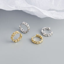 925 Sterling Silver Simple Hollow Chain Huggie Hoop Earrings