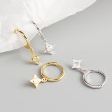 925 Sterling Silver Holiday CZ Geometry Rhombus Buckle Earrings