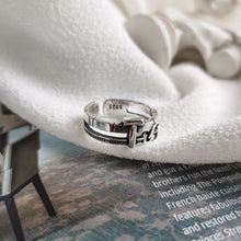 925 Sterling Silver Retro Letter T Knot  Adjustable Ring