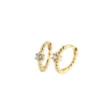 925 Sterling Silver Cute CZ Beads  Huggie Hoop Earrings
