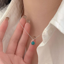 925 Silver Round Geometric Turquoise  Shaped Pendant Necklace