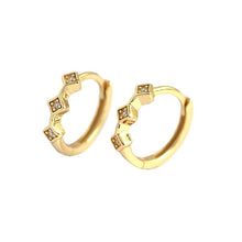 925 Sterling Silver Huggie Geometry Mini CZ Square Hoop Earrings