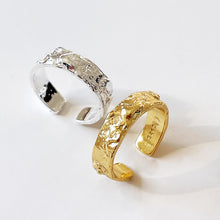 925 Sterling Silver Irregular Texture Adjustable Ring for Women in Silver and 18K Gold Elegant Fashion Jewelry Gift