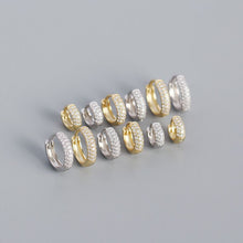 925 Sterling Silver Huggie Hoop Office CZ Lines Earrings