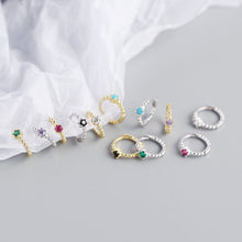 925 Sterling Silver Cute CZ Beads  Huggie Hoop Earrings