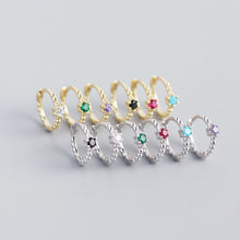 925 Sterling Silver Cute CZ Beads  Huggie Hoop Earrings