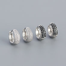 925 Sterling Silver Geometry Micro Setting CZ Huggie Hoop Earrings
