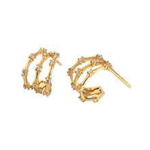 925 Sterling Silver Stud Modern CZ C Shape Slub Earrings