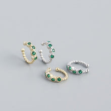 925 Sterling Silver Fashion Green CZ Non-Pierced Earrings