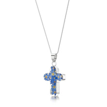 925 Sterling Silver Forget-Me-Not Cross Pendant Necklace