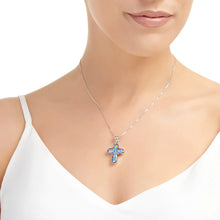 925 Sterling Silver Forget-Me-Not Cross Pendant Necklace