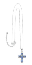 925 Sterling Silver Forget-Me-Not Cross Pendant Necklace