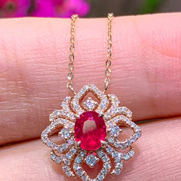 18K Gold Ruby Pendant Necklaces