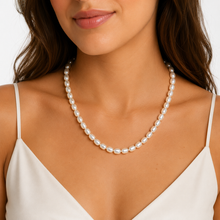 Brass Made Elegant Oval  8x10 shell pearl suspended Pearl Necklace