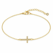 Elegant cross charm Gold-Tone Pave Cross Chain Bracelet