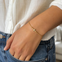 Elegant cross charm Gold-Tone Pave Cross Chain Bracelet