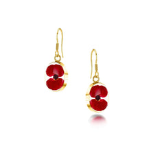 Sterling Silver Gold Plated Poppy Oval Drop Earrings - Gold plated Silver