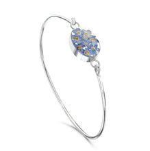 925 sterling silver Handmade with real flowers Forget-Me-Not Oval Bangle