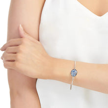 925 sterling silver Handmade with real flowers Forget-Me-Not Oval Bangle