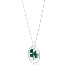 925 sterling silver Four-Leaf Clover Silver Oval Pendant Necklace