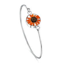 925 Sterling Silver Stunning Sunflower Silver Round Bangle