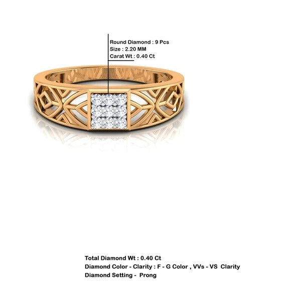 18K Solid Rose Gold Engagement Ring For Men