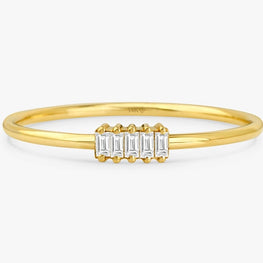 5 Baguette Diamond Ring Solid Gold Prong Set