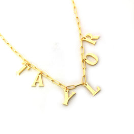 925 Sterling Silver Necklace New DIY Name TAYLOR Letters .18K Yellow Gold/Rhodium/Rose Gold Plated.