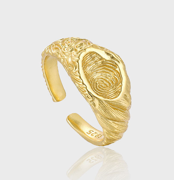 Fashion Irregular Fingerprint 925 Sterling Silver Adjustable Ring