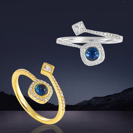 Lady Elegant Blue CZ Eye Rhombus 925 Sterling Silver Adjustable Ring