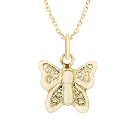14k Gold Butterfly Charm Necklace With 18" Chain.