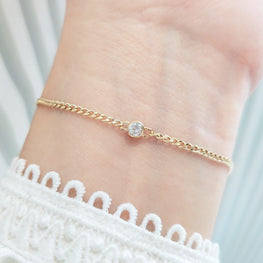 18K Solid Yellow Real Gold Jewelry(AU750) Women Designer INS Simple Chain Personalized Fashion  Wedding Diamond Bracelet