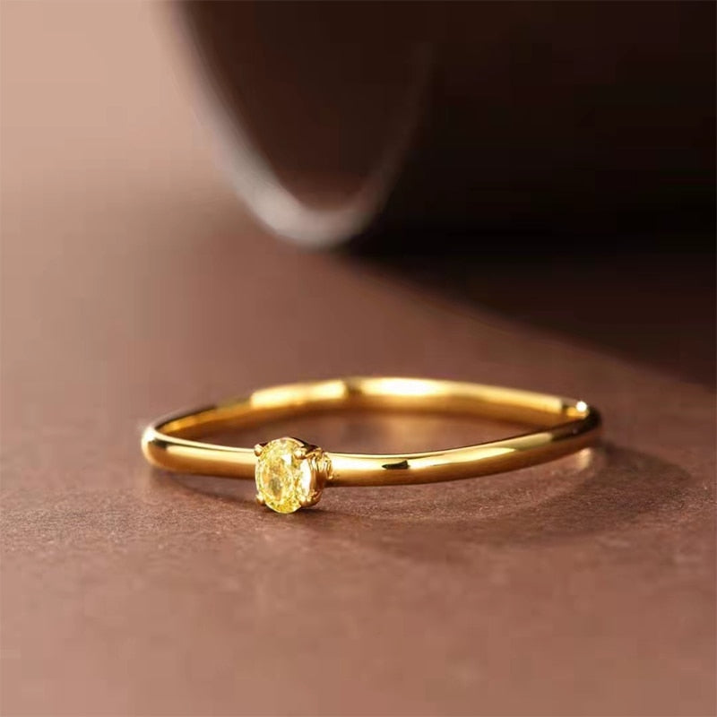 18k Gold Diamond Ring For Women Wedding Bands Natural Yellow Diamond Round Trendy Engagement Jewelry New