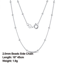 925 Sterling Silver Side Italian Chain Necklace with 2.0mm Ball Bead Sterling Silver Necklaces Chains.