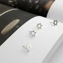 925 Sterling Silver Studs Earrings Star of David Fashion Hexagon