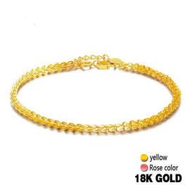 18k Pure Gold Women Bracelet Yellow Rose Girl Genuine Real Solid 750 Gift Female Bangle Upscale Hot Sale 2020 New Party Trendy