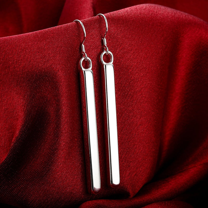 925 Silver Earrings For Women Fashion Long Line Earring Jewelry Best Gift