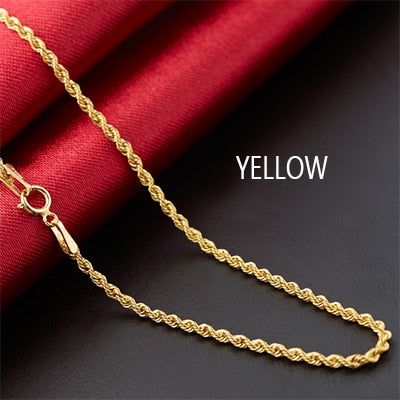 18K yellow, white, rose Gold Rope Chain for Women Pure Gold Necklace Fashion Trendy lady unisex Female chain Wedding Party Diamond-Jewelry.