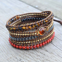Handmade Vintage Vegan Bracelet Natural Stone 5 Strand Multilayer Wrap Bracelet
