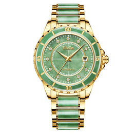 Natural Emerald Jade Men Full Automatic Mechanical Watches Sapphire Dial Switzerland Men&#39;s Wristwatches Calendar Luminous Hands
