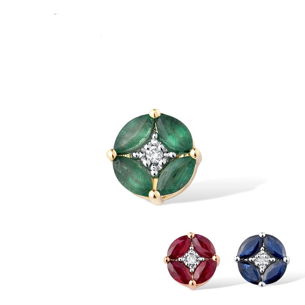 Gold Pendant For Women Genuine 14K 585 Yellow/Rose/White Gold Emerald/Ruby/Sapphire Diamond Engagement Gift Fine Jewelry