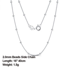 Sterling Silver 925 Italian Side Chain Necklace with 2.0mm Ball Bead Sterling Silver Necklaces Chains Jewelry