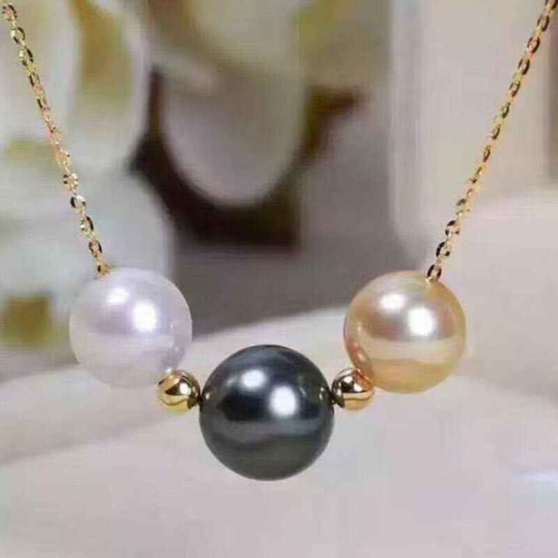 charming 11-12mm south sea multicolor pearl pendant necklace 14k