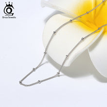 Sterling Silver 925 Italian Side Chain Necklace with 2.0mm Ball Bead Sterling Silver Necklaces Chains Jewelry